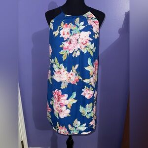 Floral Blue Sleeveless Dress